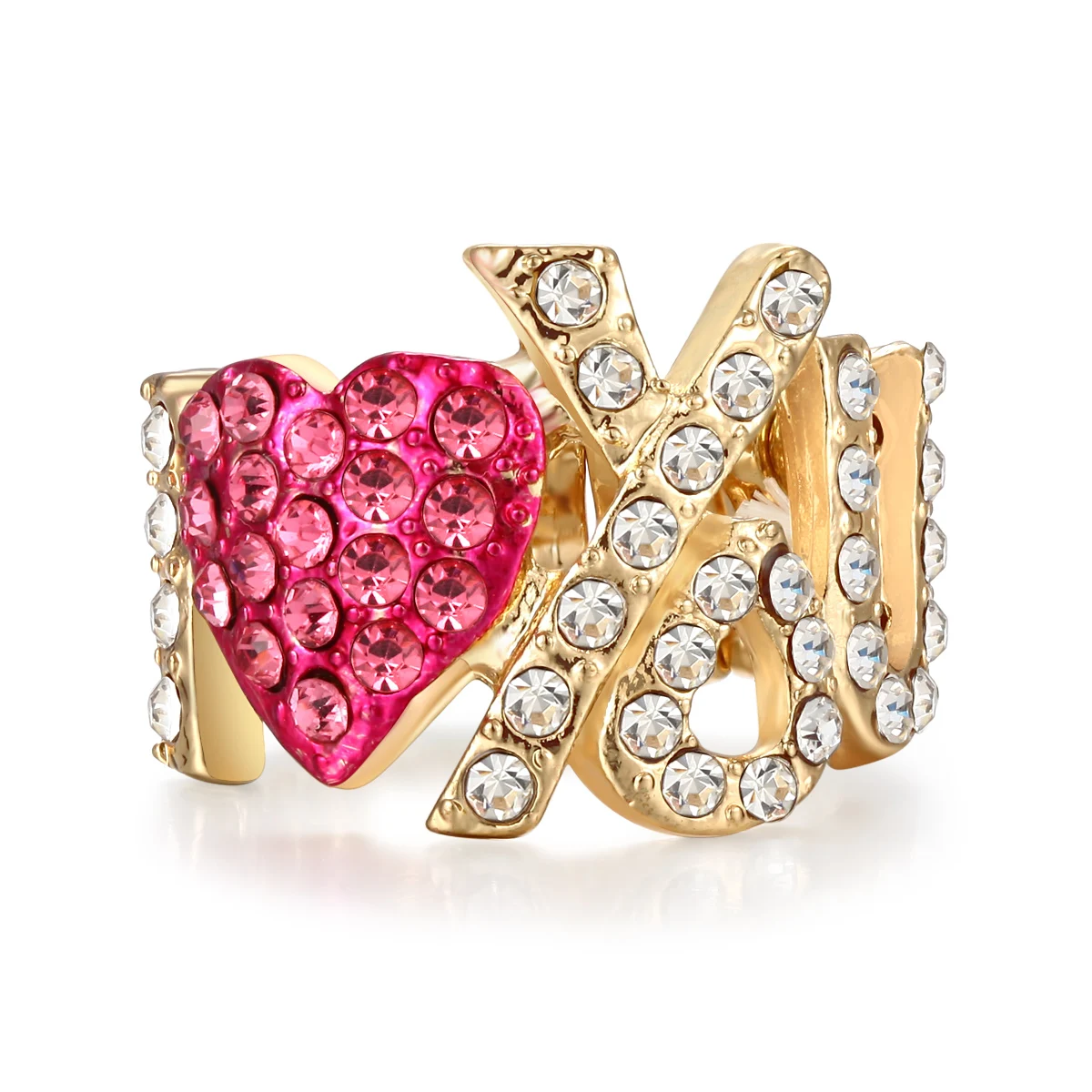 

Золотое обручальное кольцо «Я люблю тебя» женское регулируемое милое уникальное красное персонализированное ювелирное изделие для коктей...