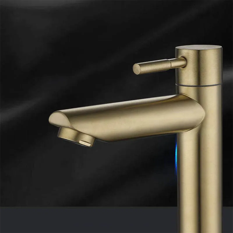 brushed gold bathroom basin single hole cold handle shower head faucet bath for kitchen sink water tap sus304 toilet hardware free global shipping