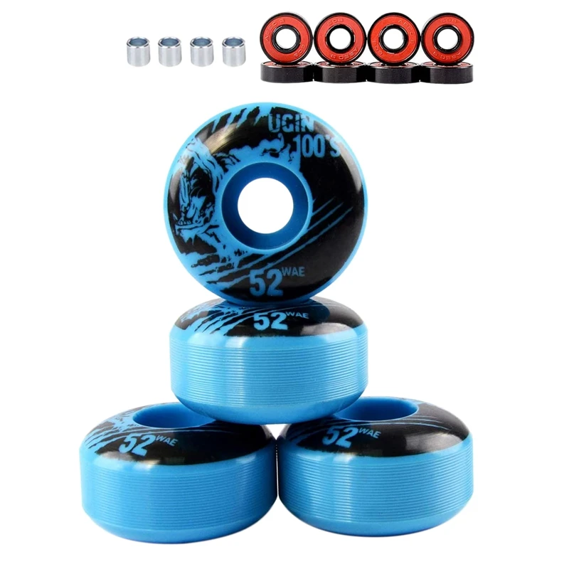 

NEW-UGIN 52mm Skateboard Wheels with ABEC-9 Bearings and Spacers Cruiser Wheels (Pack of 4)