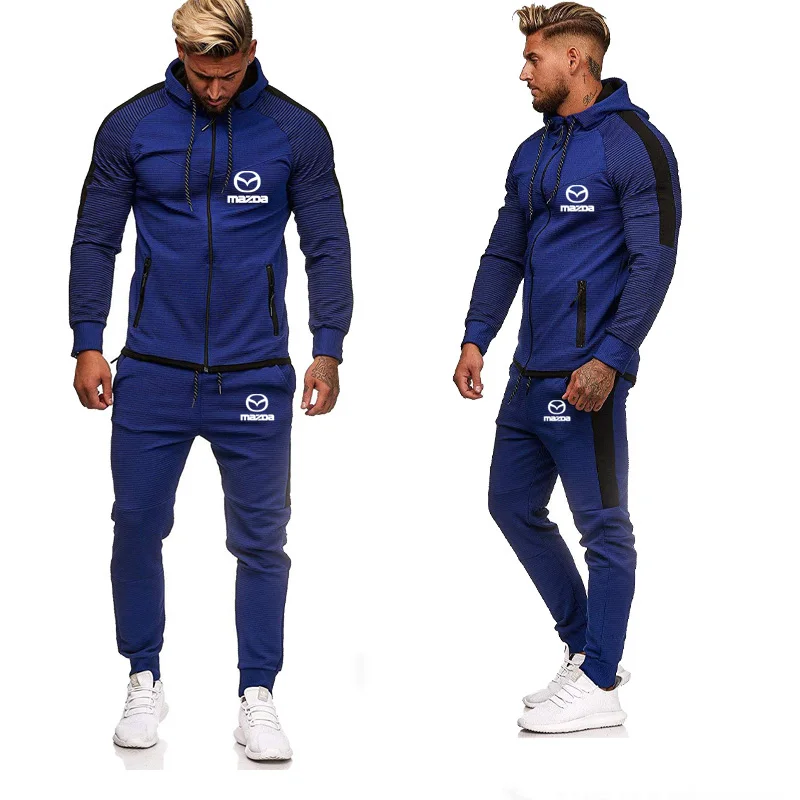

Unisex 2 Pieces Sets Men Mazda Car Logo Printed Jogging Brand Clothes Hoodies+Pants Men's Sets Suit 2Pcs