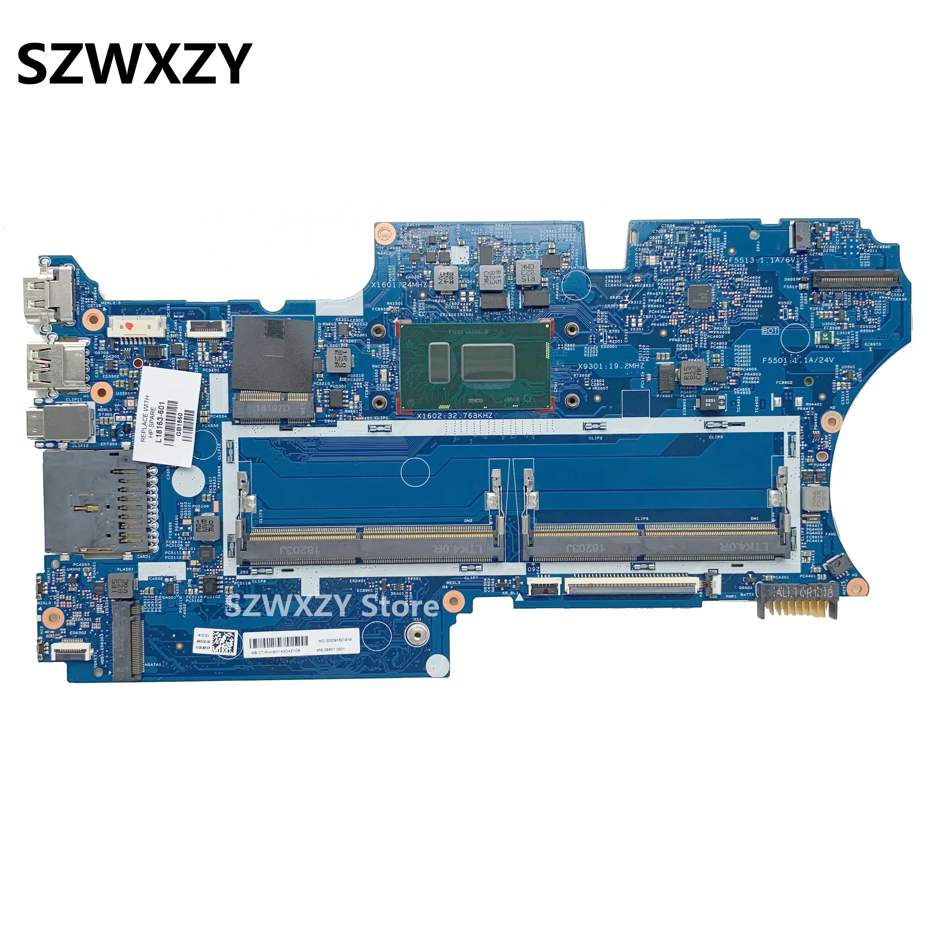 SZWXZY для HP X360 14-CD материнская плата ноутбука L18163-601 с SR3LA L18163-001 17879-1B 448.0E809.001B MB |