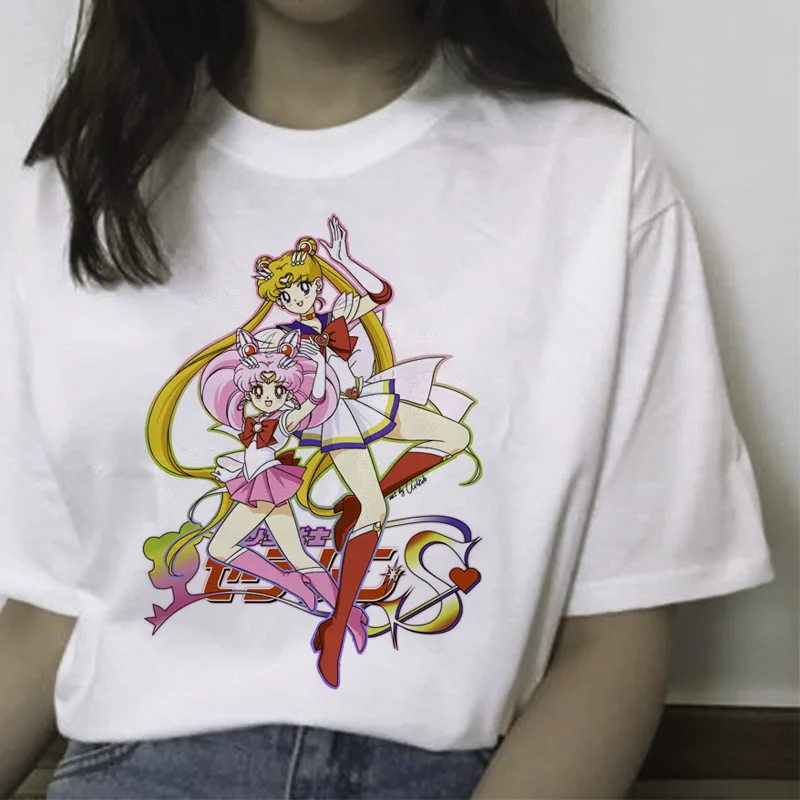 Сейлор Мун кавайная футболка кошка harajuku Женская ulzzang футболка корейский Графический Топ мультяшная Футболка короткий рукав женская забавная
