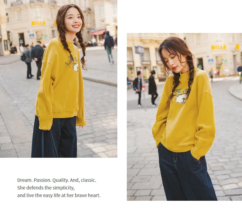 INMAN Autumn New Arrival Cotton Blending O-neck Fashion Cute Print Loose All Matched Women Sweatshirts