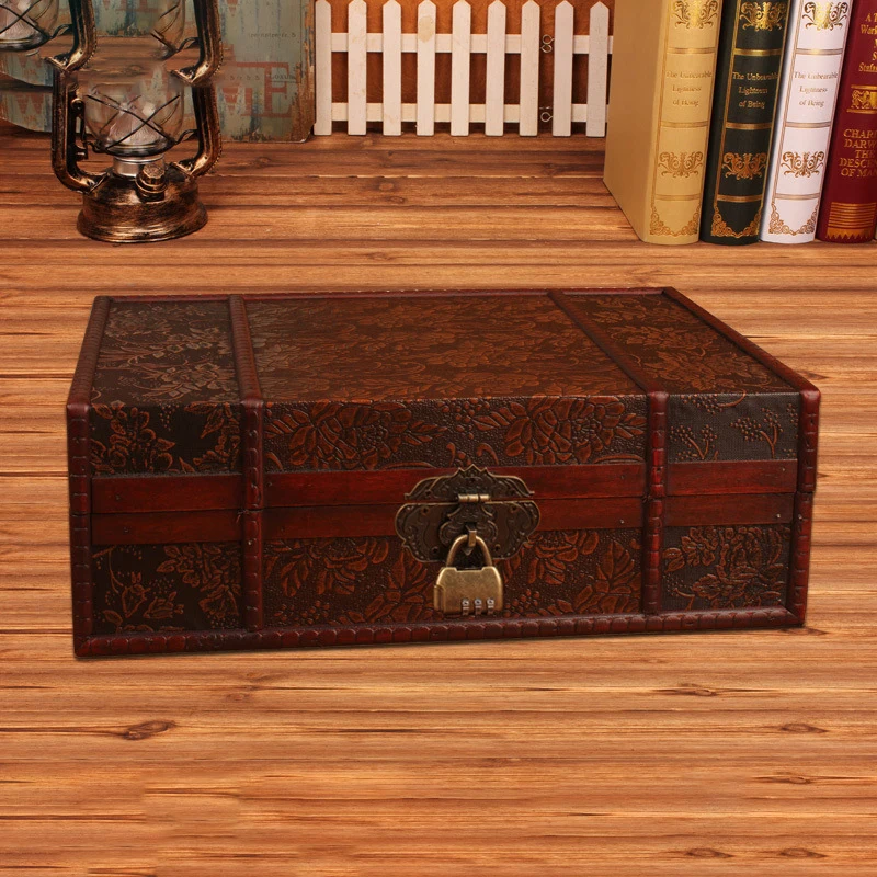 Коробка для хранения книг в европейском стиле ретро Большая деревянная коробка с