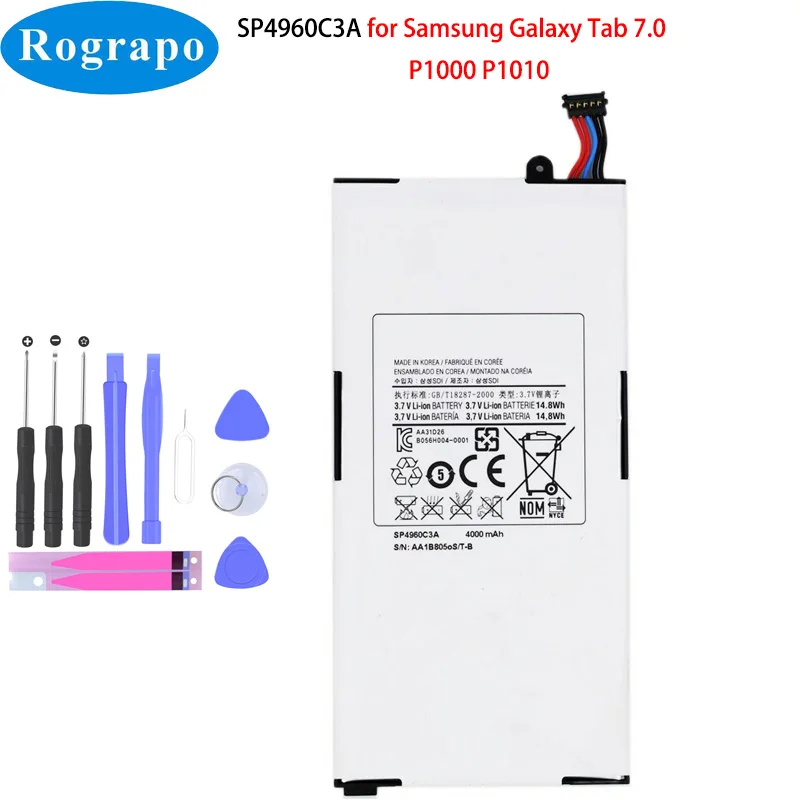 

New 4000mAh SP4960C3A Original Tablet PC Battery For Samsung Galaxy Tab 7.0 SCH-I800 7" P1000 P1010 GT-P1000 GT-P1010 +Tools