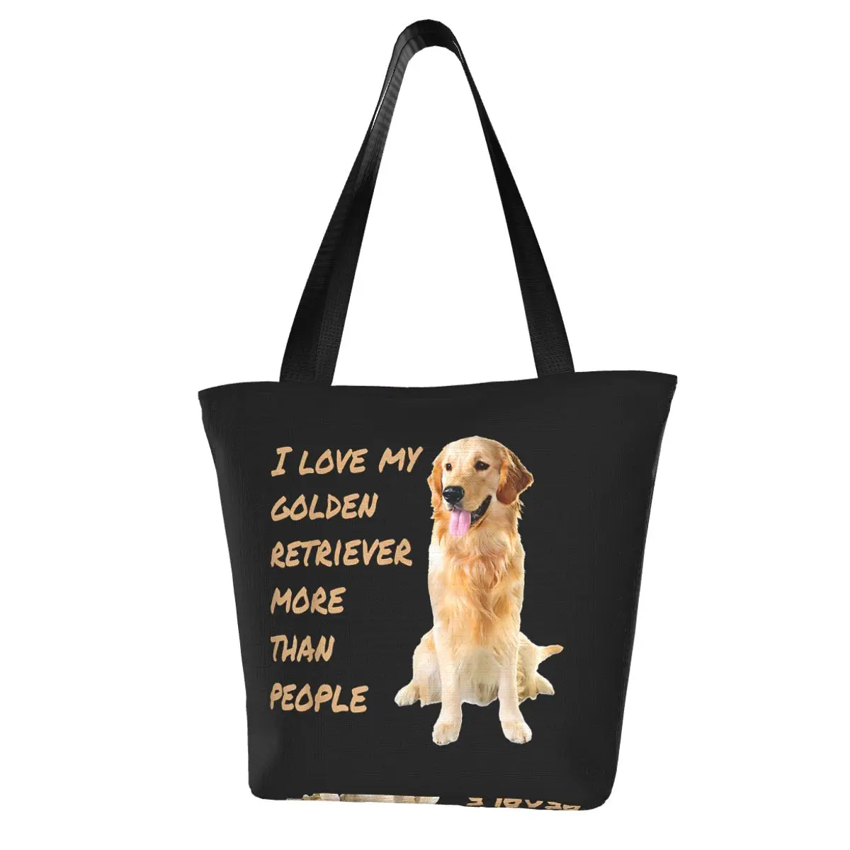 I Love My Golden Retriever More Than People Dogs Introvert Shopping Bag Aesthetic Cloth Outdoor Handbag Female Fashion Bags