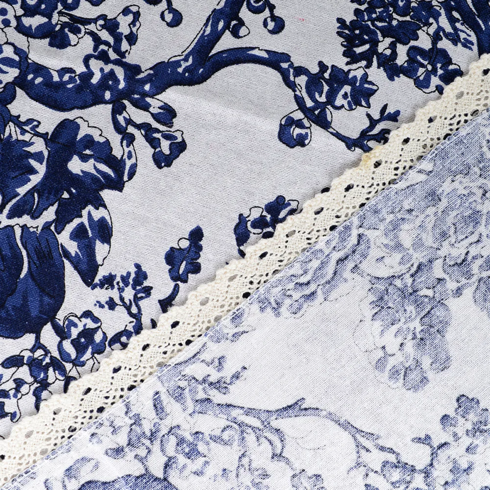 Trend Chinese Style Tablecloth Classic Blue And White Embroidery Fine Linen 90 * 90cm | Дом и сад