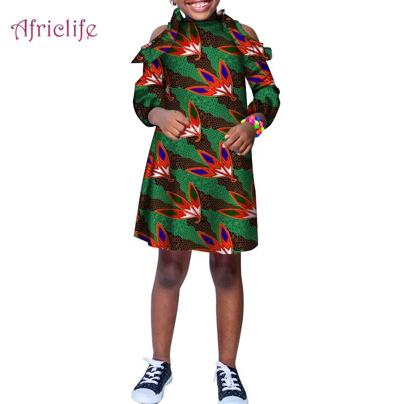 

Kids Dresses Spring Autumn Girl Clothes Africa Print Bady Girl Skirt Dashiki Wax Cotton Long Sleeve Children Clothing WYT294