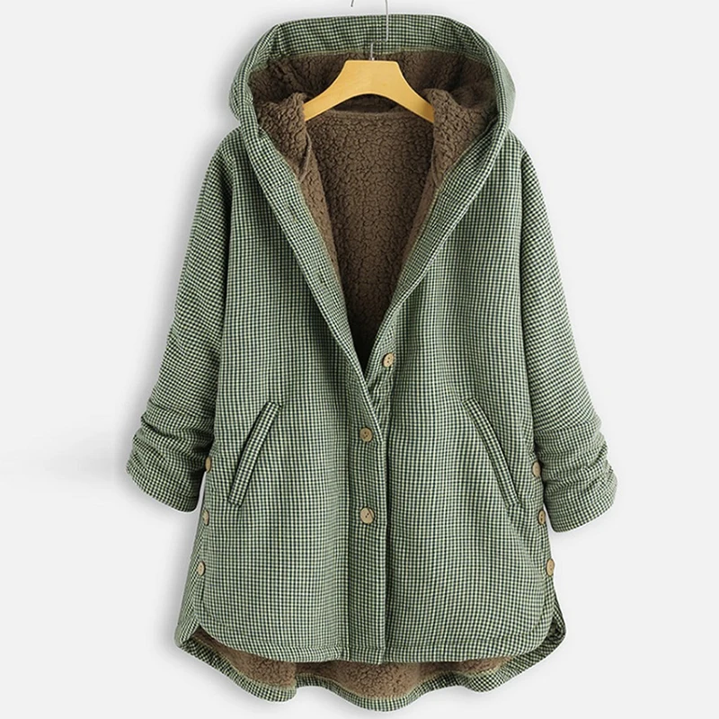 Женская клетчатая парка Liva толстая свободная ветрозащитная куртка из хлопка для
