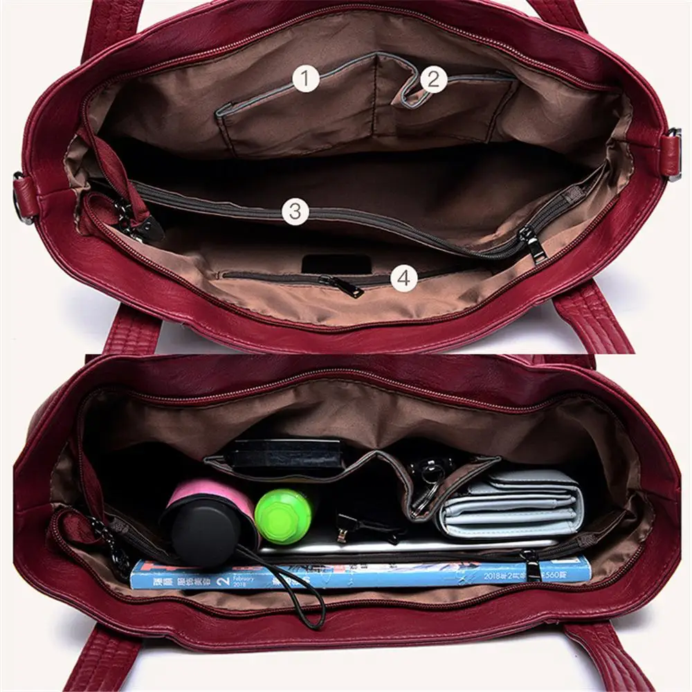 

2 sets Ladies Casual Tote Bags sac a main Women Handbag Leather Women Shoulder Bags Famous Brand Designer Women Messenger Bags