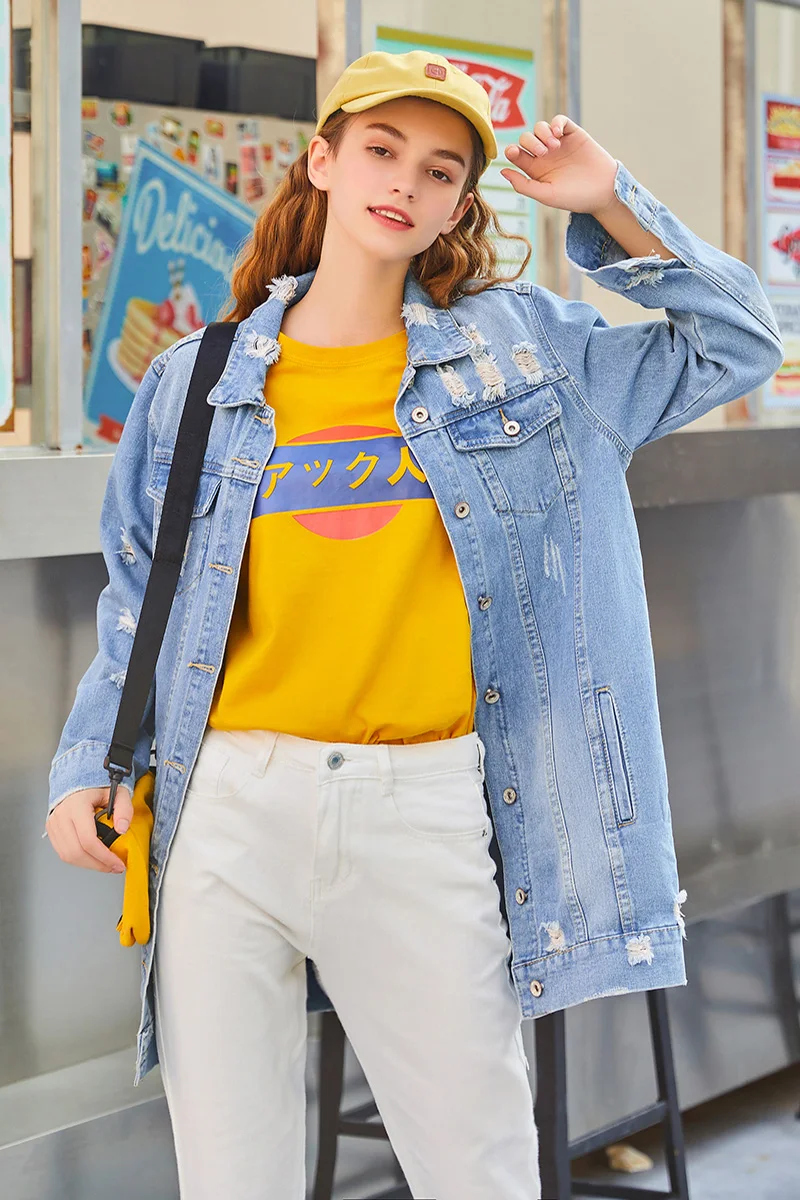 

2021 Fashion Women's Denim Jacket Spring and Autumn Jacket Women's Casual Slim Top