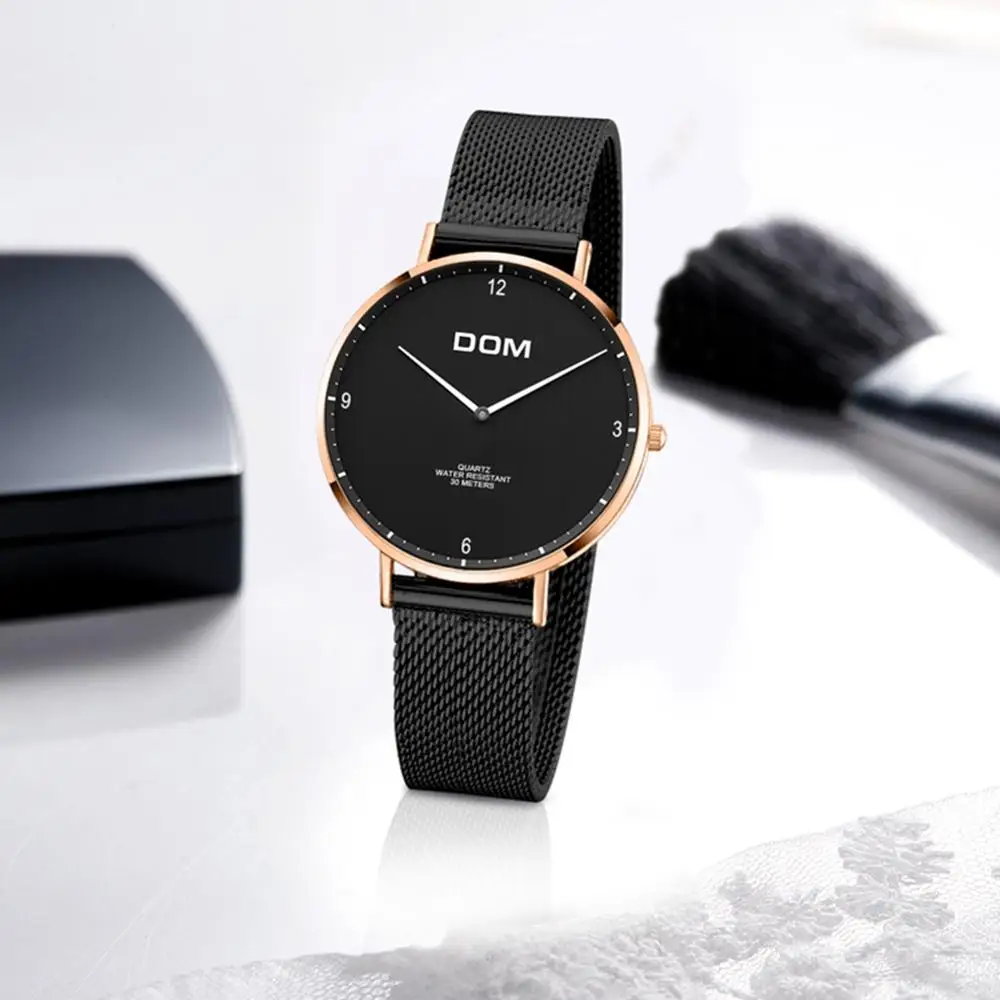 Часы DOM женские кварцевые брендовые Роскошные повседневные водонепроницаемые с