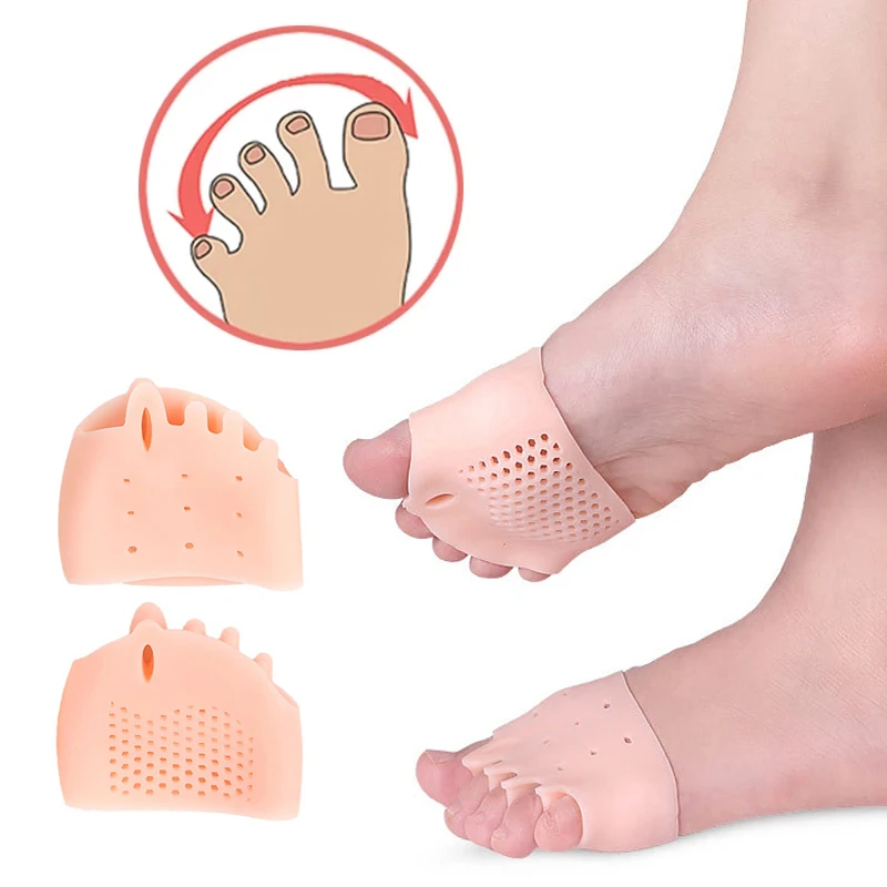 

2PCS Silicone Forefoot Pads Five Toes Separator Cushion Pad Shoes Insoles Hallux Valgus Bunion Corrector Gel Insole Foot Pad