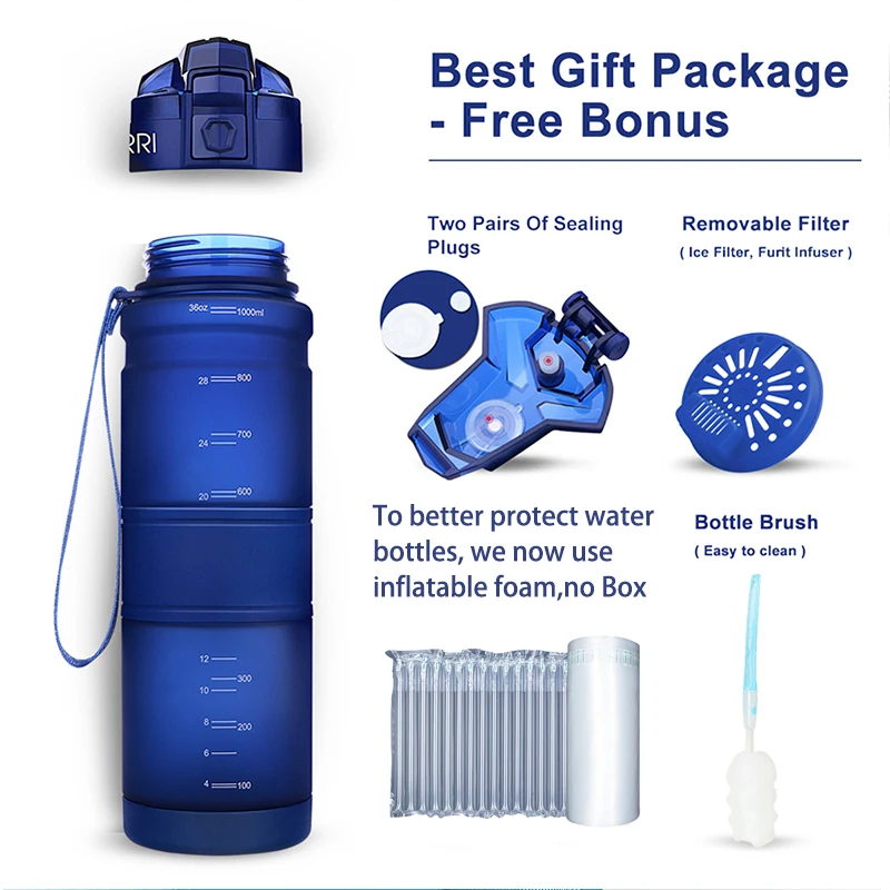 Спортивная бутылка для воды ZORRI Drak многоразовая шейкер протеина голубого цвета