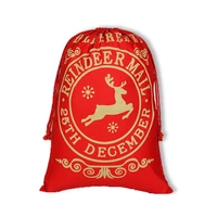 santa bag large red christmas reindeer postsack with drawstring great gift bag sack gift packaging large capacity