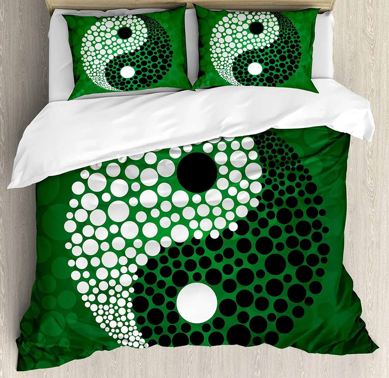 

Ying Yang Bedding Set Digital Style Yin Yang Symbol Form Nature Zen Themed Meditation Dots Print Duvet Cover Pillowcase For Home