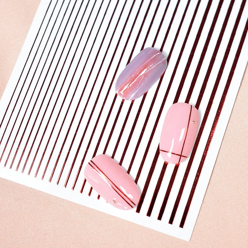 

1Pcs 3D Fluorescent Candy Color Nail Sticker Curve Lines Nails Stickers Self-Adhesive Striping Tape Decals Nail Art Accessories