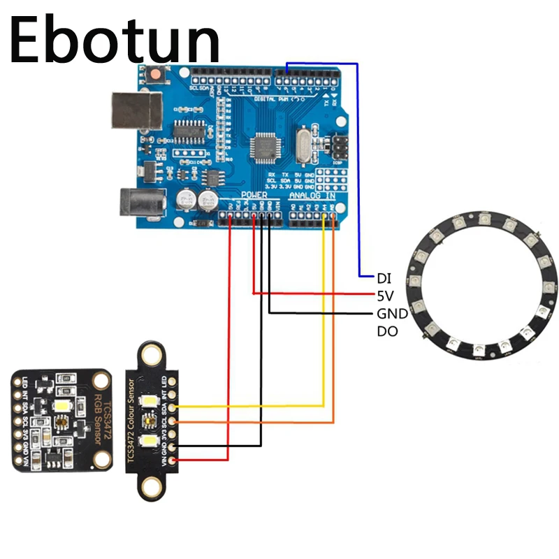 Модуль распознавания цветного датчика для TCS34725 RGB макетная плата IIC Arduino STM32 |