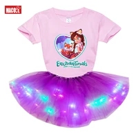 kid dresses for girl sets princess costume set summer clothes toddler baby kids light led party dress children t shirt suit
