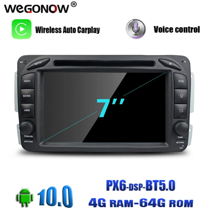 Android 10 0 4 Гб ОЗУ 8 ядер автомобильный DVD плеер Wifi Bluetooth 5 RDS радио GPS карта для Benz W163 W209