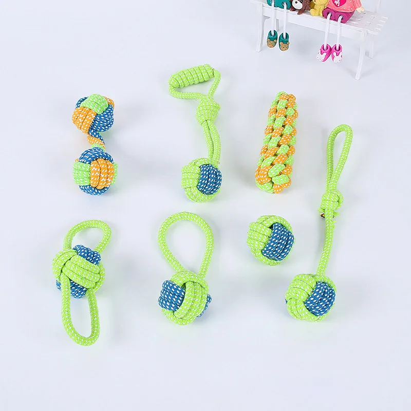 

4Pcs/7Pcs Dog Toy Interactive for Pet Chewing Rope Ball Toys Washable Cotton Cleaning Teeth Pet Supplies Puppy Chew Toy Rope