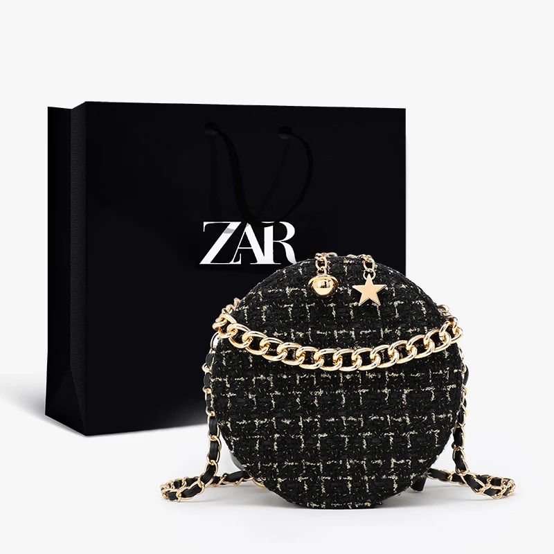 

ZAR Luxury Handbags Women Bags Designer Small Round Bag Purses Mini Bag Makeup Bag Women's Bag Evening Clutch Purse Original New