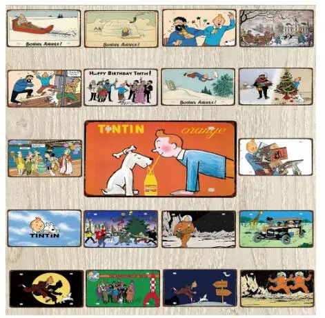 30X15CM любовь Тинтин мультфильм Забавный комикс Винтаж металлический знак доска