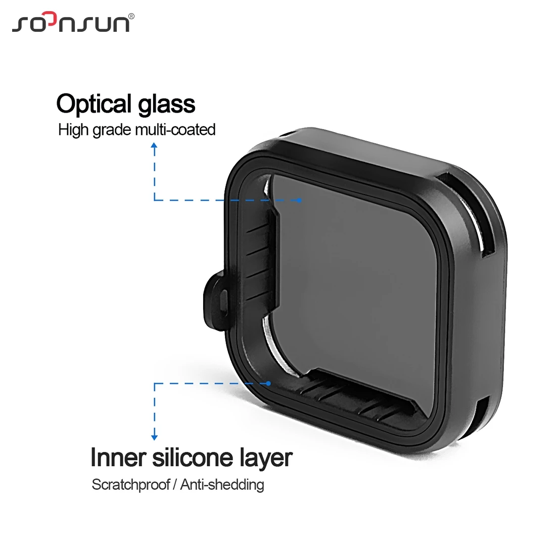 Защитный чехол SOONSUN для GoPro Hero 5/6/7 черный с креплением на корпус и фильтром