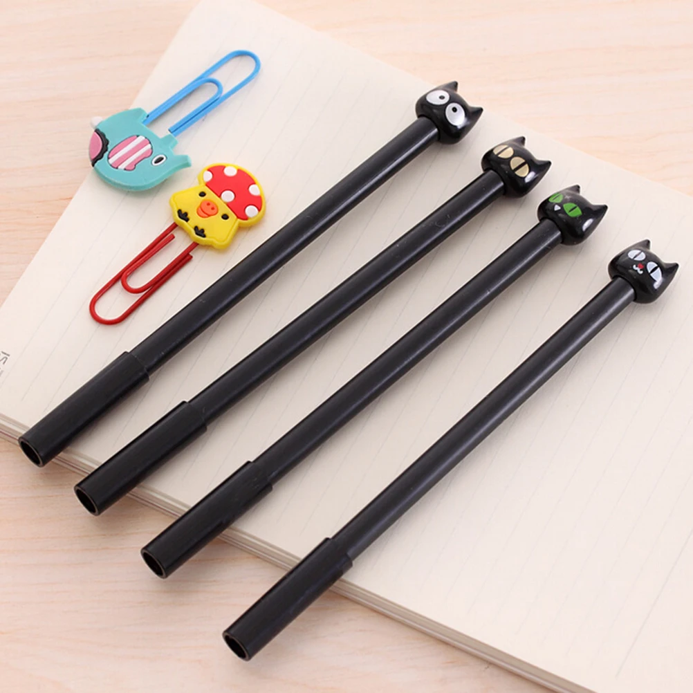 

4PCS Kawaii Cartoon Plastic Black Cat Gel Pen Pens For Kids Children Students Creative Gifts School Supplies Stationery