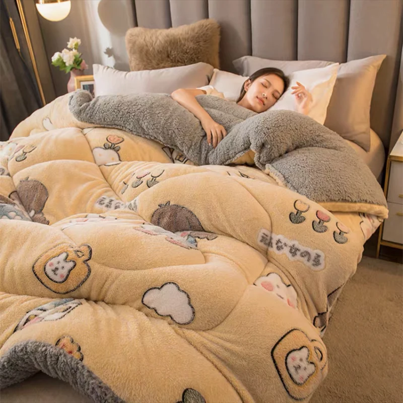 

GraspDream Lamb double-faced velvet quilt wool thicken super warm winter spring comforter autumn luxury blanket 6kg soft quilt