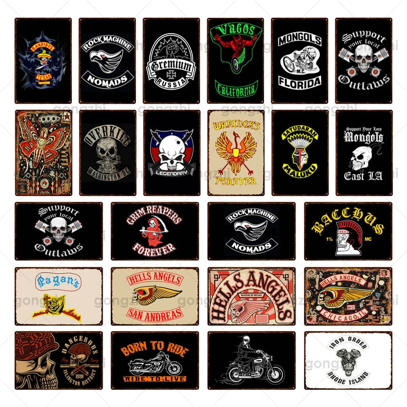 

Dark Gothic Style Tin Painting Skull Rose Motorcycle Hard Style Personality Creative Home Bar Decoration Painting