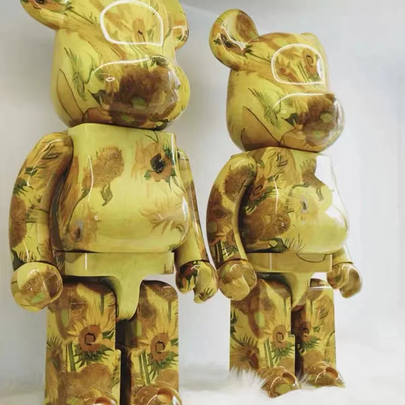 

Sudo 70cm 1000% van gogh Sunflower Bearbricklys Bear@bricklys Action Figures Block Bear Model Figures shoe store decoration