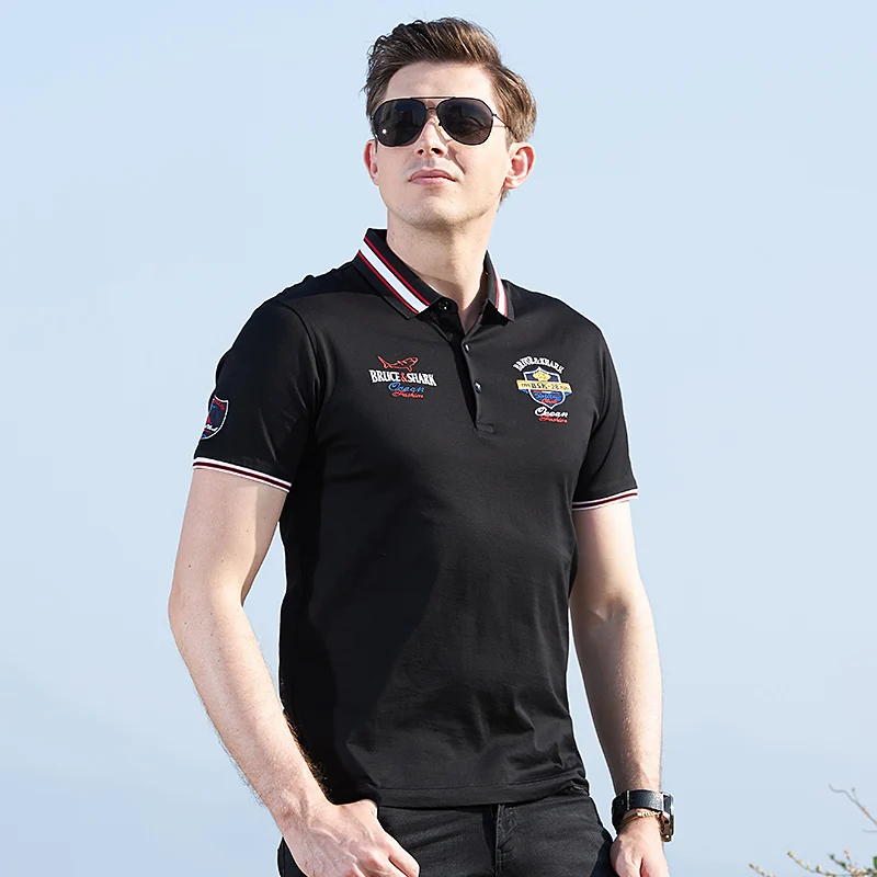Поло мужское из мерсеризованного хлопка рубашка-поло с коротким рукавом Брюс и