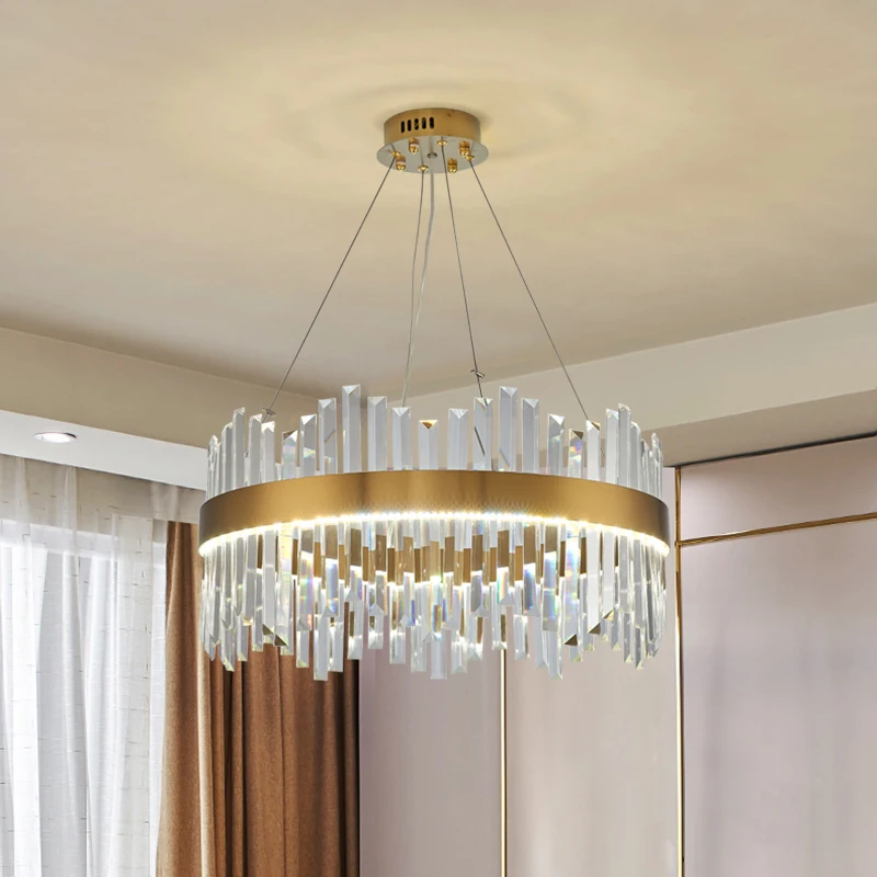 

Luxury Crystal Chandelier Lighting for Large Living Room Round Dining Room Crystals House Decoration Lamps LED Lamp