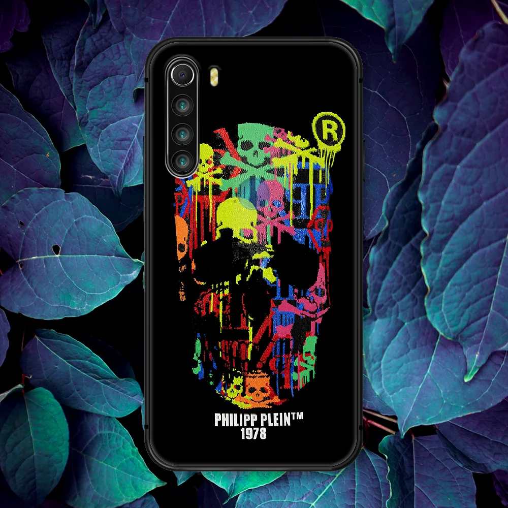 

Qp Philipp Trend Brand Skull Phone Case For Xiaomi Redmi Note 7 8 8T 9 9S 4X 7 7A 9A K30 Pro Ultra black Waterproof Pretty Etui
