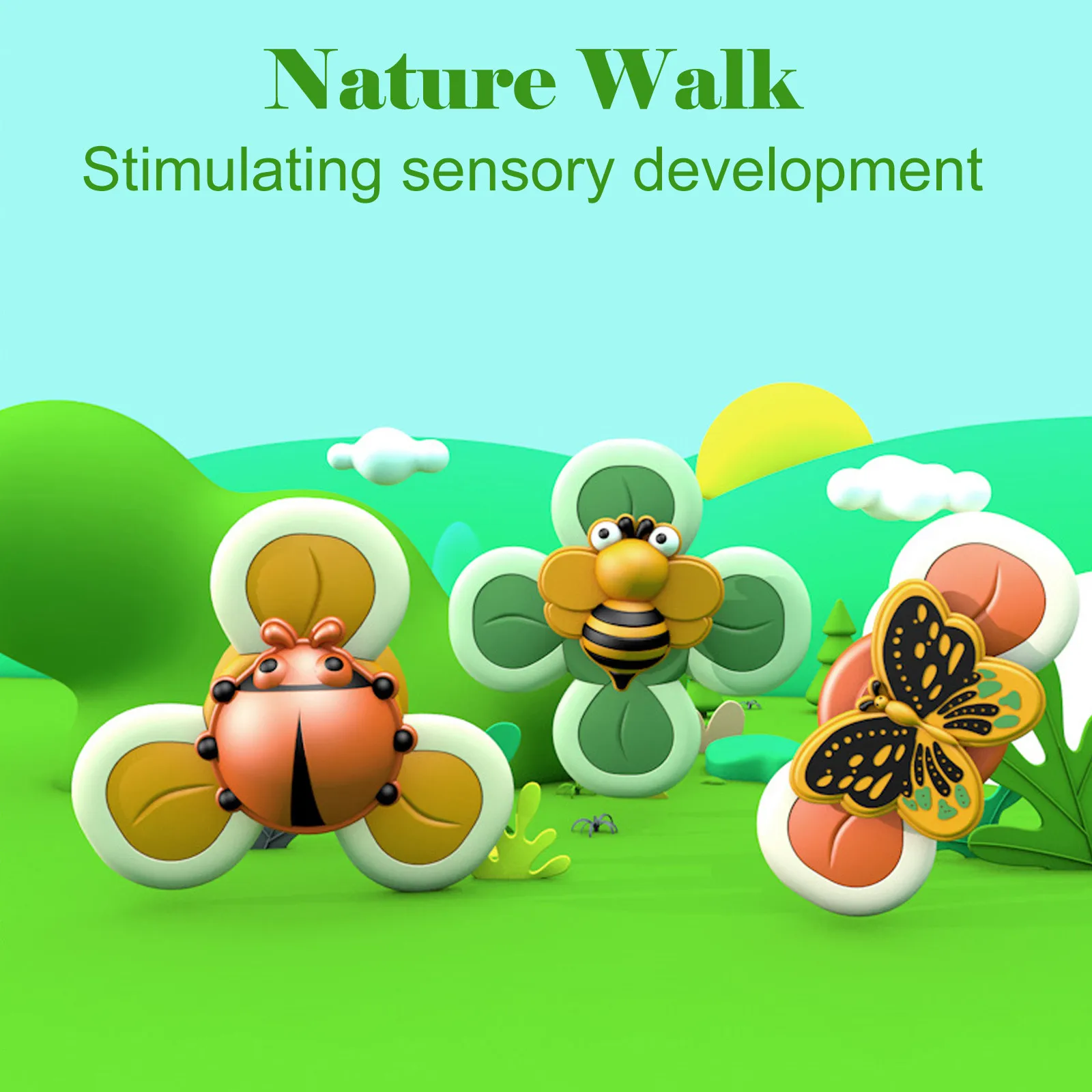 

Spinning Toys Suction Cup Baby Bath Bathub Toys Butterfly Bee Beetle Cartoon Designed Waterproof Toddler Toys Gift for Kids Toys
