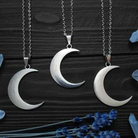 big crescent moon necklace phase pagan gothic witch style amulet wiccan pendant lunar witchcraft magic jewellery women gift
