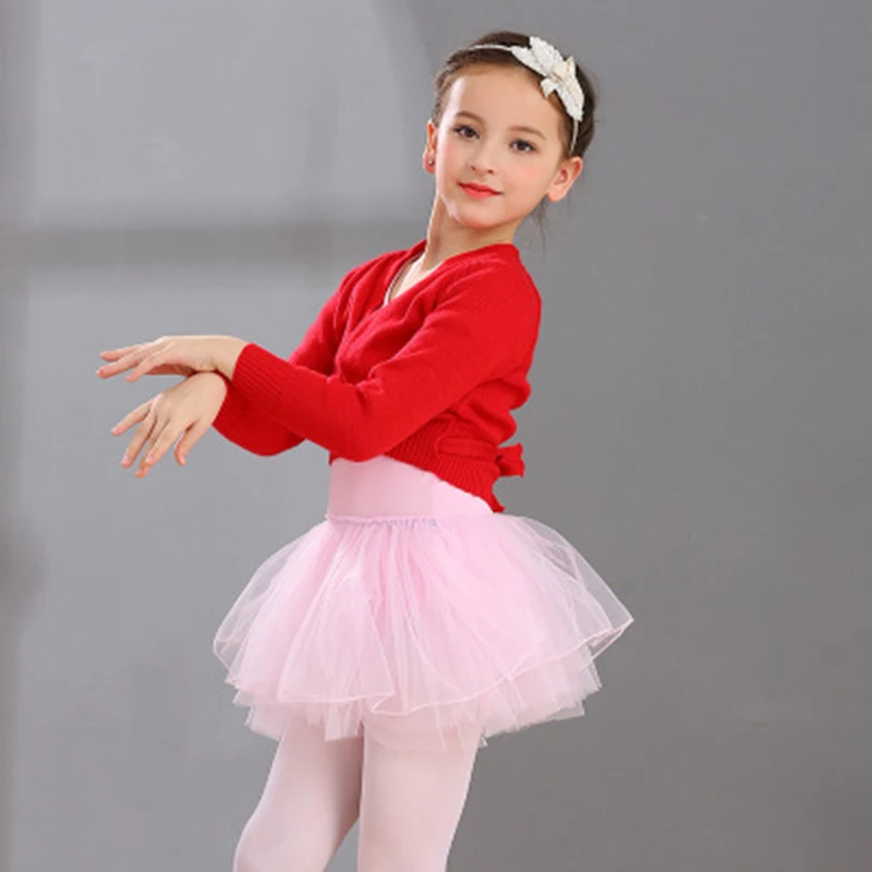 Детская Балетная обертка Swater кардиган для девочек Мягкий Вязаный танцевальный