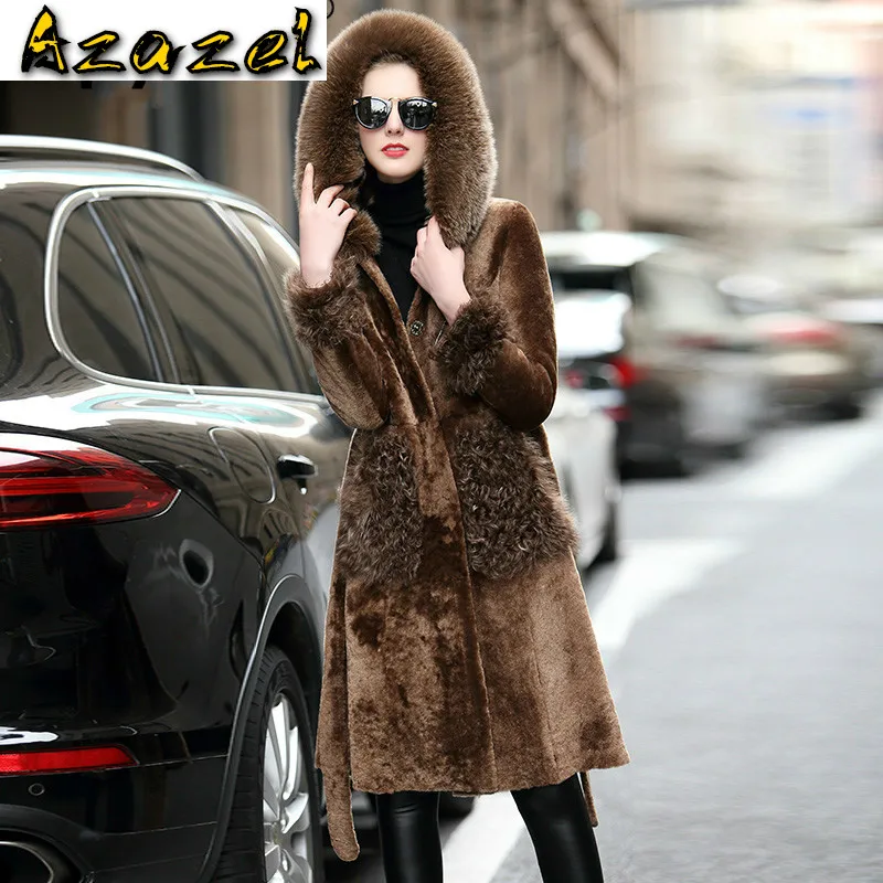 

Женское пальто из натурального меха, шерстяная Женская куртка с воротником из лисьего меха, зимняя женская одежда 2020, корейские винтажные двухсторонние меховые Топы ZT4036