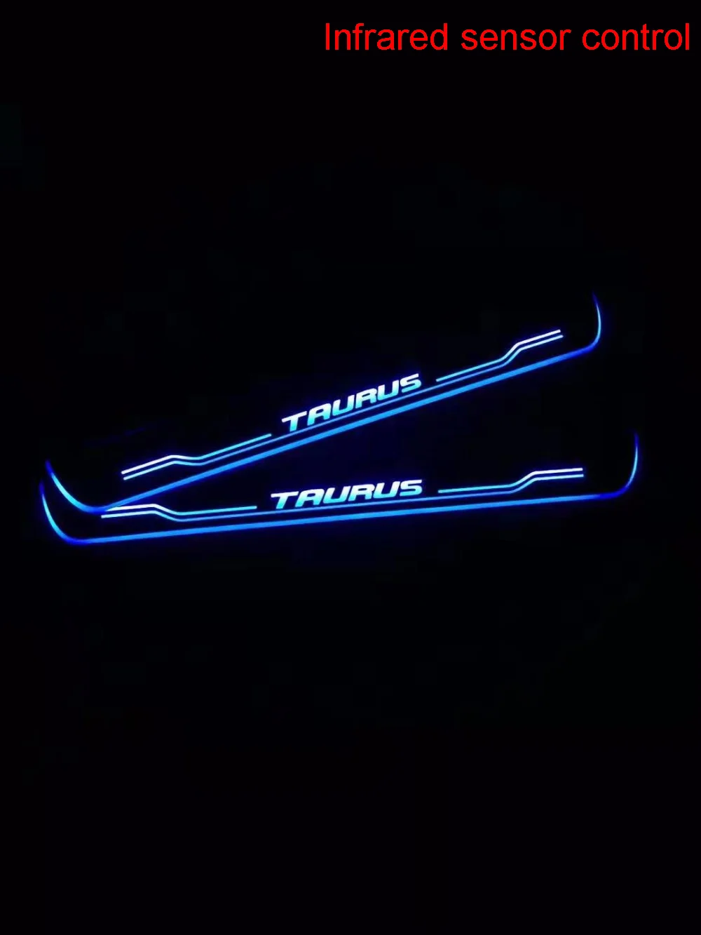 

Infrared sensor control led door sill plate strip welcome light threshold guard protectors for Ford taurus