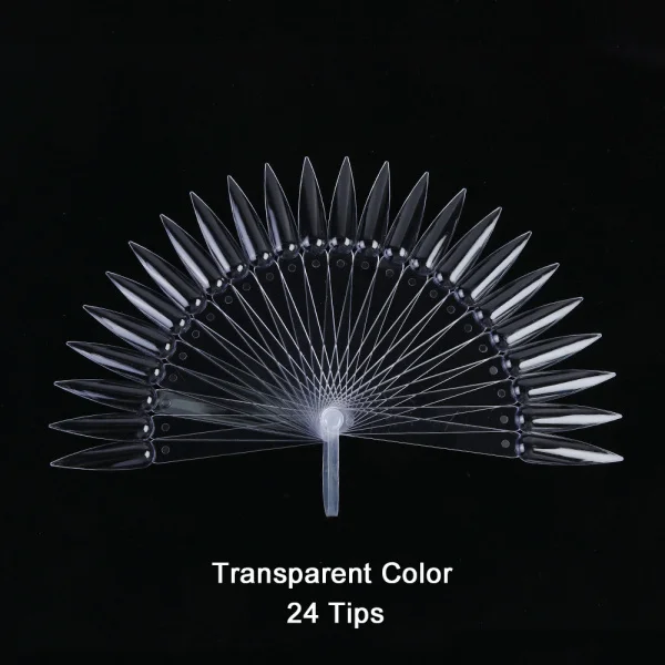 Transparent 24 шт ногтей дисплей прозрачные Натуральные Цветные накладные ногти Советы Длинные накладные ногти-стилеты лак для ногтей практический набор палеток инструмент LA1043 - Цвет: Transparent