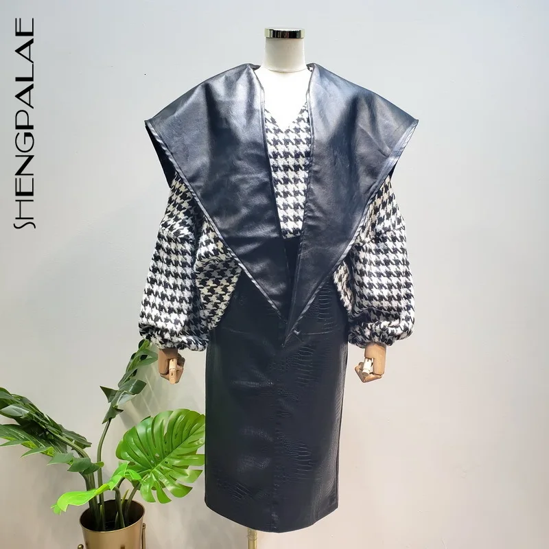 SHENGPALAE 2020 новый модный кожаный свитер для женщин Свободный Повседневный пуловер