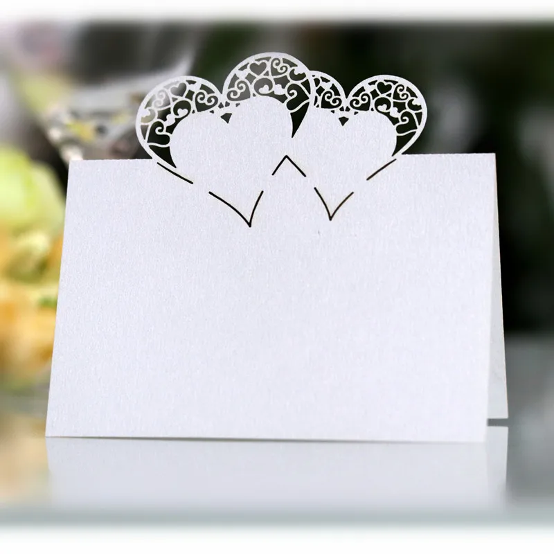 

100pcs Wedding invitation card seat card heart-shaped hollow laser butterfly card creative table card valentine love postcard 6Z