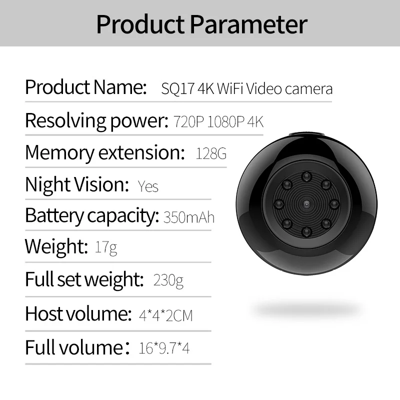 SQ17 мини камера HD 1080P Мини wifi беспроводная безопасности ночное видение