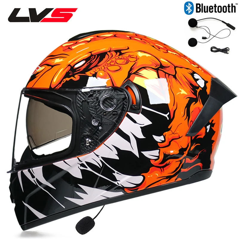 Bluetooth мотоциклетный шлем Полный мотоциклетный шлем с двойными линзами DOT Capacete da motocicleta - Цвет: 21