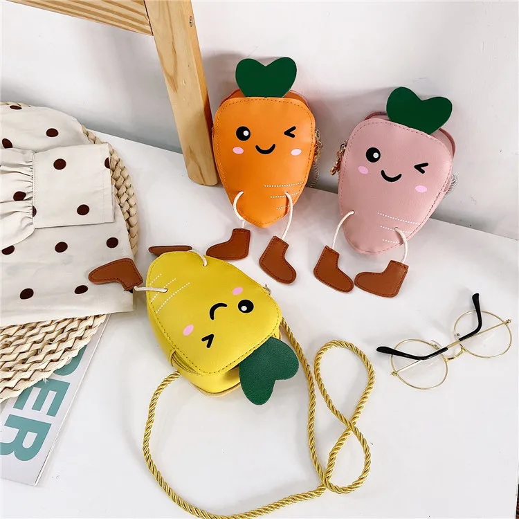 Cute Little Shoulder Bags for Children Cartoon Carrot Baby Girls Mini Messenger Bag Lovely Boys Kids Small Handbags Coin Purse