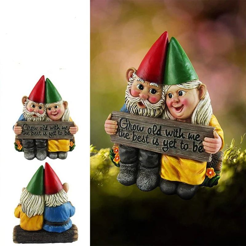 

Садовые статуи гнома, искусство из смолы, украшение для рабочего стола, парные гномы, наружная скульптура, украшения для дома, подарки