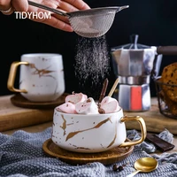 luxury nordic marble ceramic coffee cups condensed coffee mugs cafe tea breakfast milk cups saucer suit with dish spoon set ins