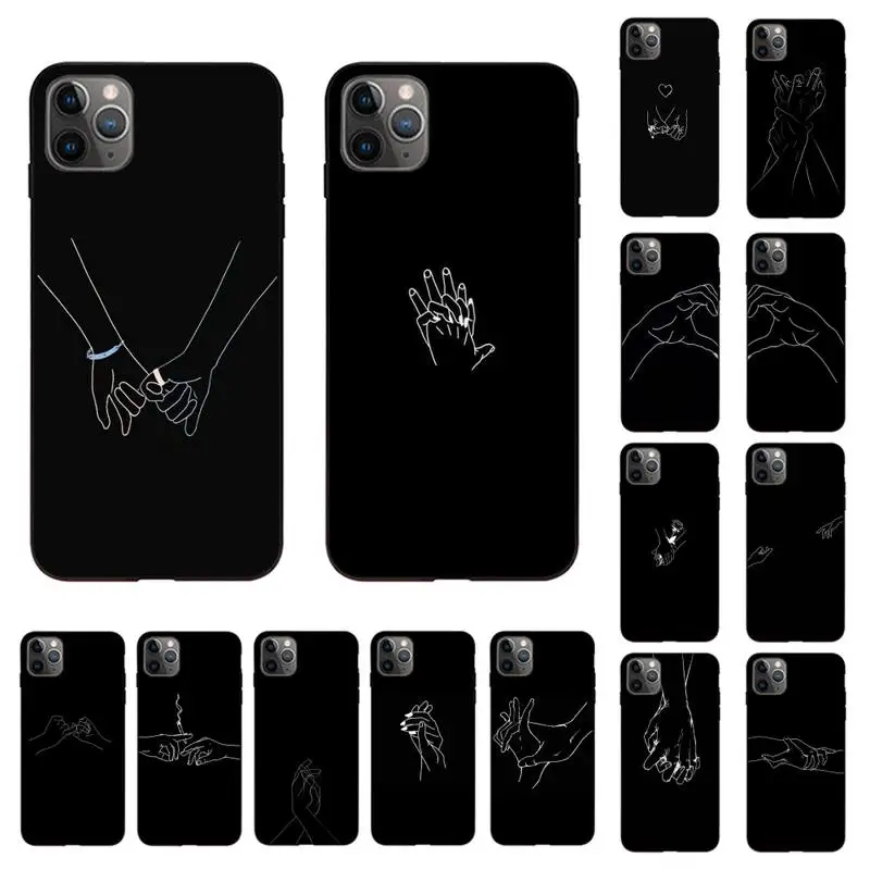 MaiYaCa Minimalist Line Couple Hand Phone Case for iPhone 11 12 13 mini pro XS MAX 8 7 6 6S Plus X 5S SE 2020 XR cover
