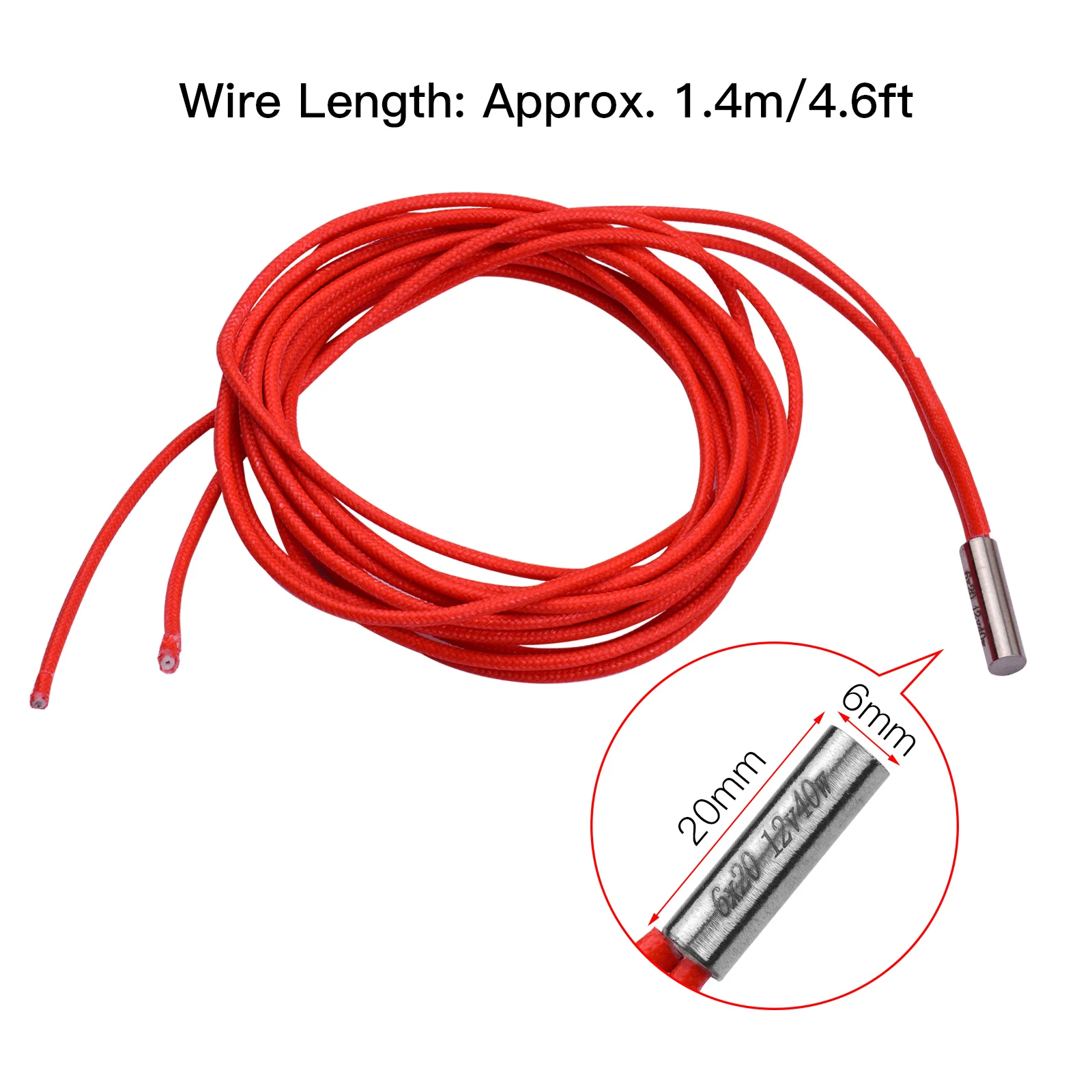 

Aibecy 2/3/5/10pcs 1.4m/4.6ft12V 40W 6*20mm 3D Printer Parts Durable Single End Cartridge Heater Heating Tube for 3D Printer